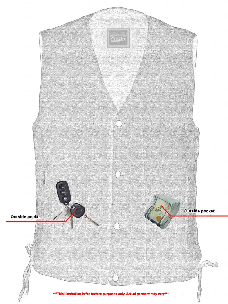 RC905BK Men's Single Back Panel Concealed Carry Denim Vest