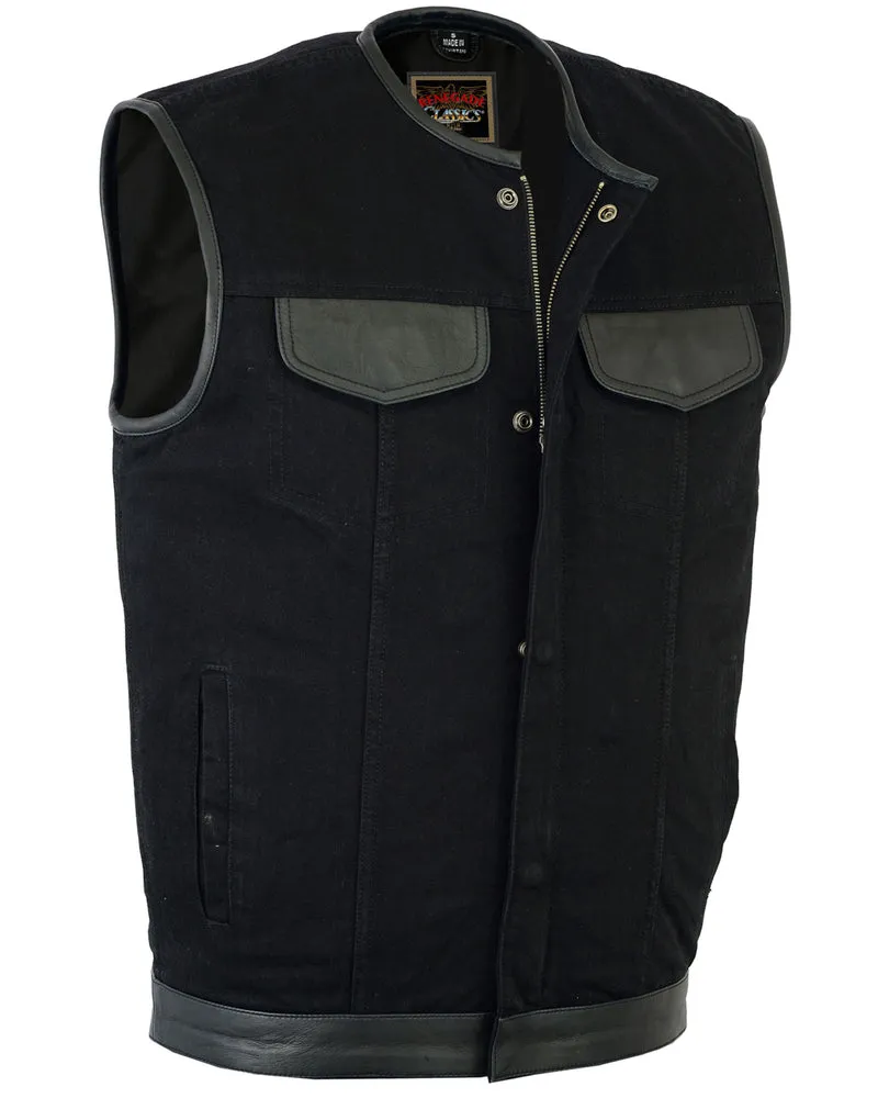 RC991 Men's Black Denim Single Panel Concealment Vest