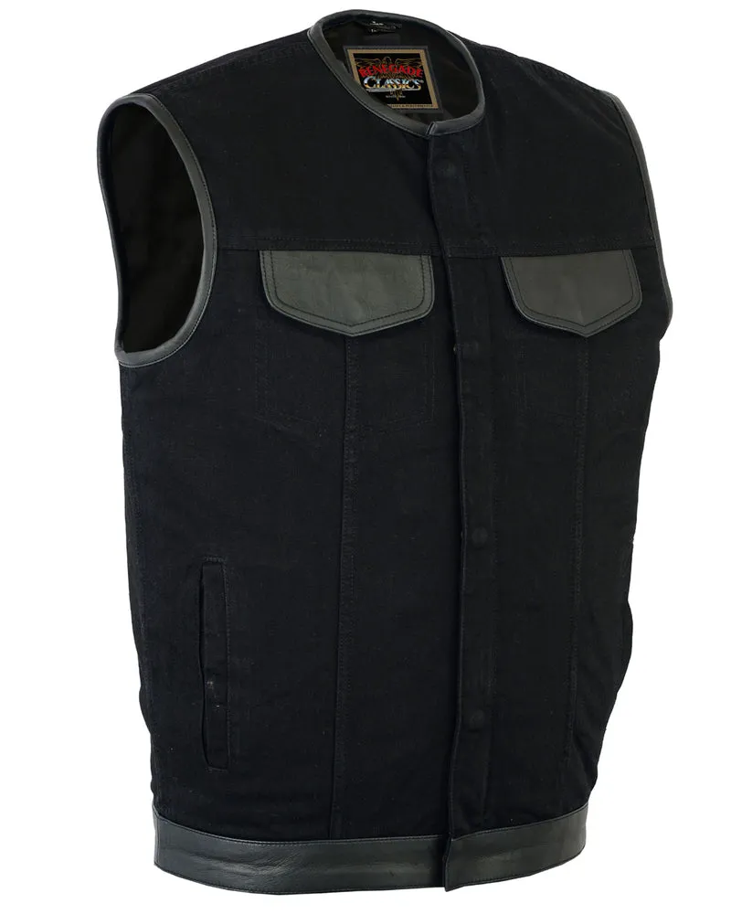 RC991 Men's Black Denim Single Panel Concealment Vest