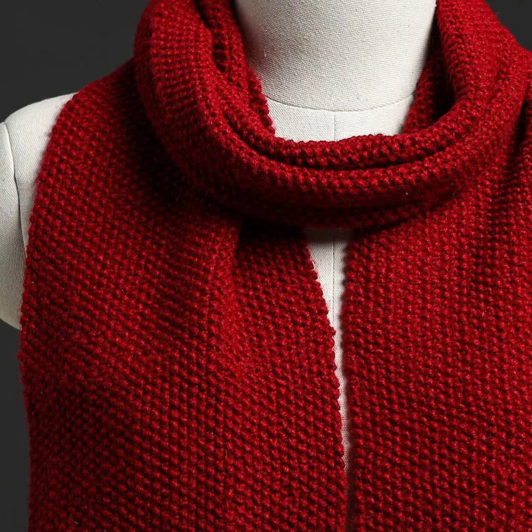 Red - Kumaun Hand Knitted Woolen Muffler 59