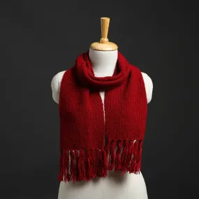 Red - Kumaun Hand Knitted Woolen Muffler 59