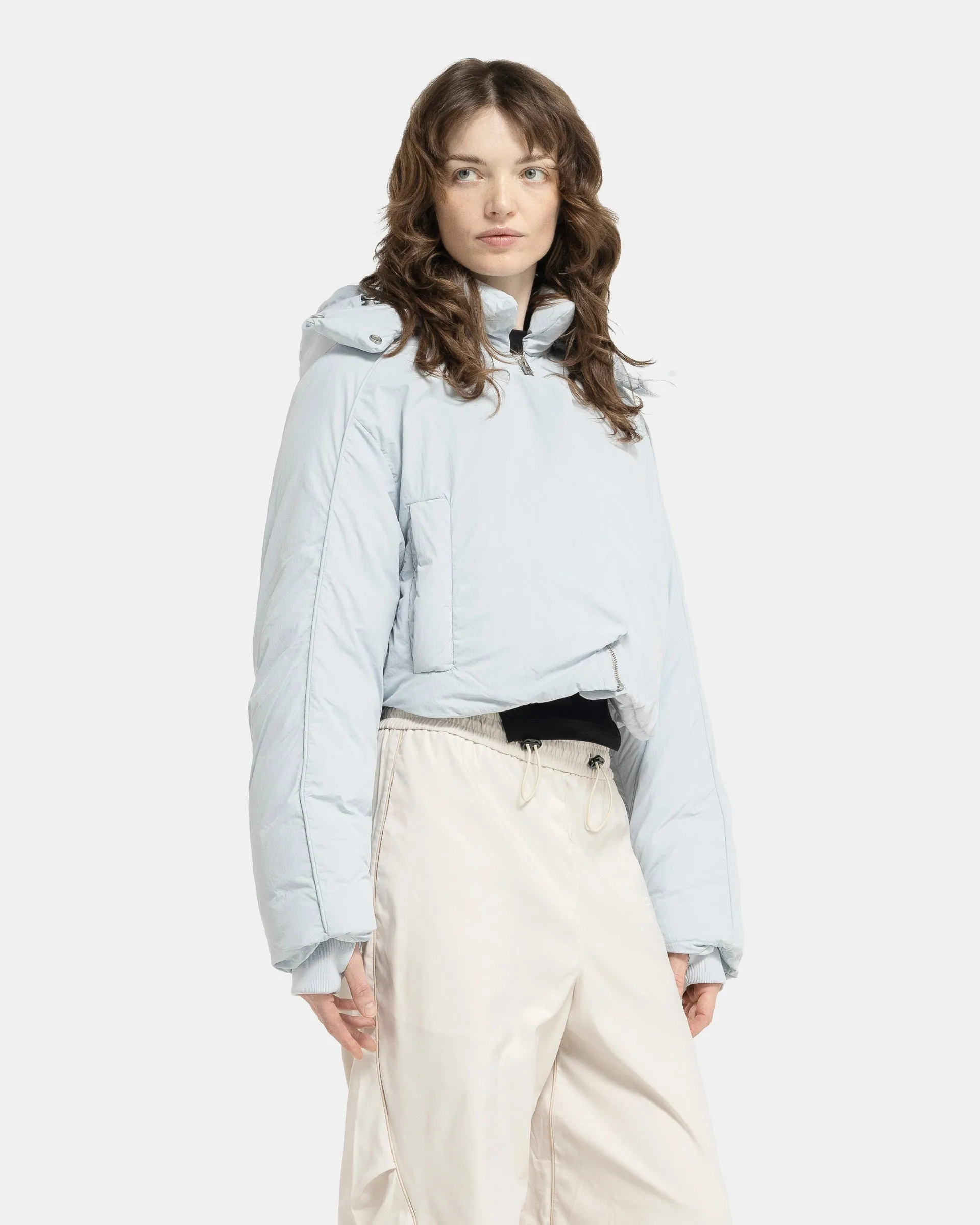 Re:Down Crop Puffer Jacket in Ice Blue