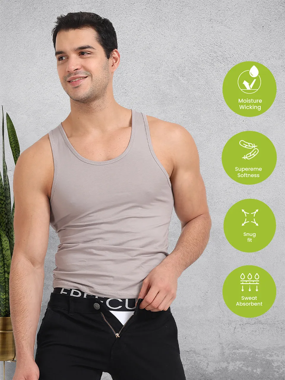 Regular Fit Organic Cotton Comfort Vest for Men (Pack of 2)