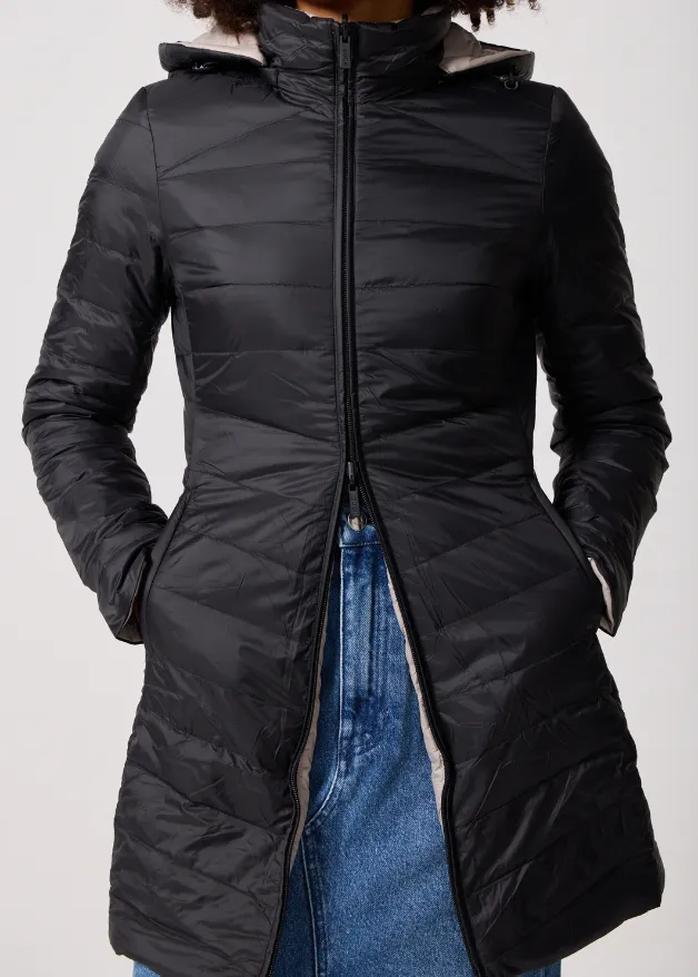 Reversible Black/Latte Duck Down Puffer Coat