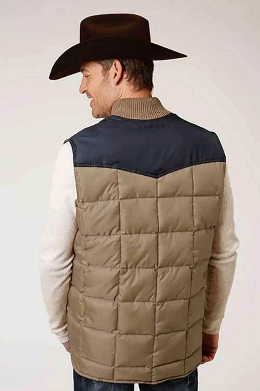 Roper 1473 Quilted Vest (Khaki/Navy) - Men's Vest