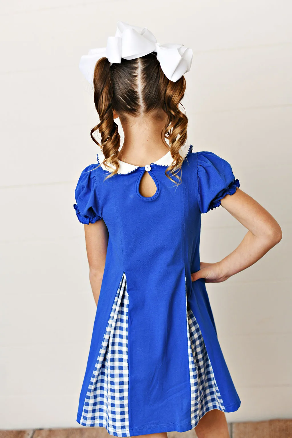 Royal Blue gingham pleat dress