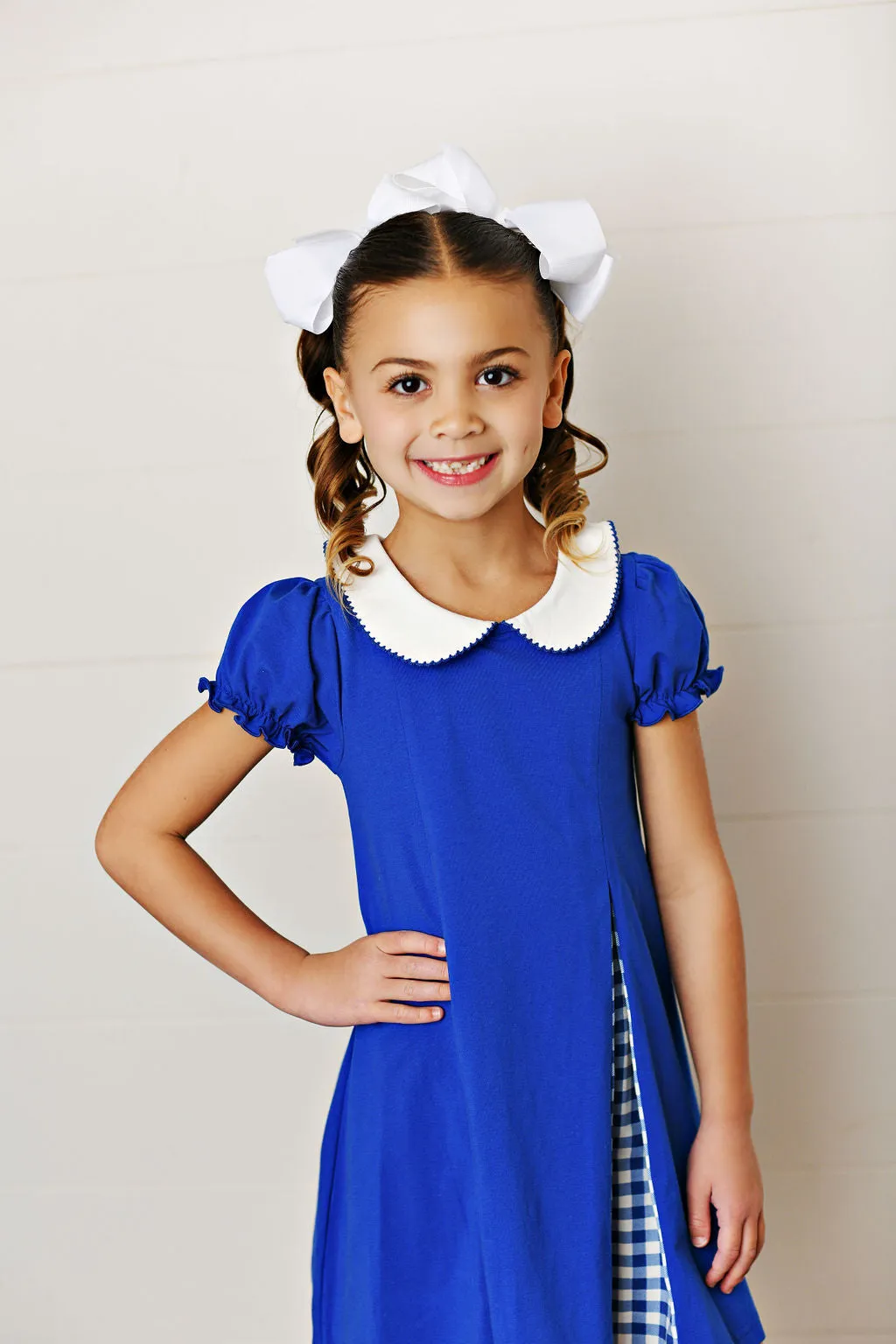 Royal Blue gingham pleat dress