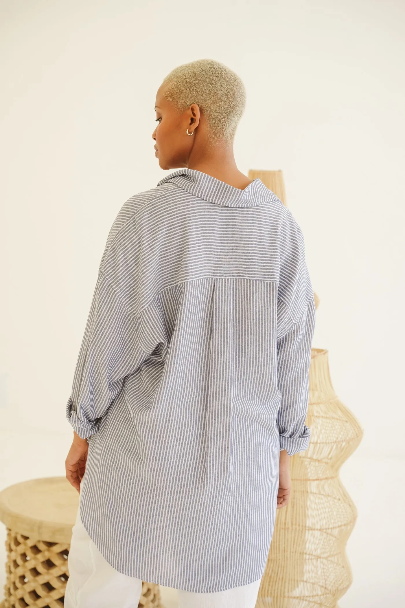 Sadie Cotton-Rayon Stripe Shirt