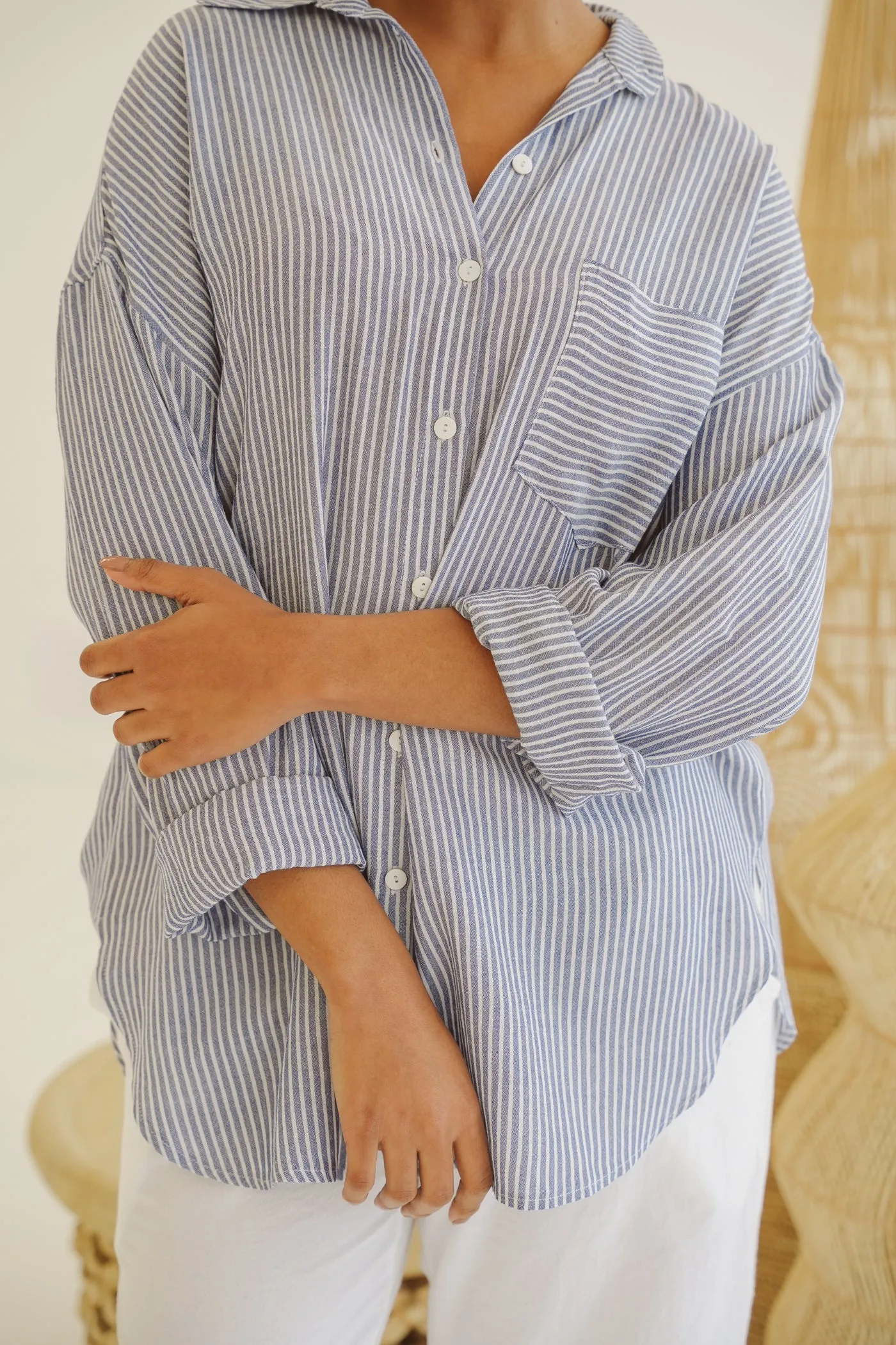 Sadie Cotton-Rayon Stripe Shirt