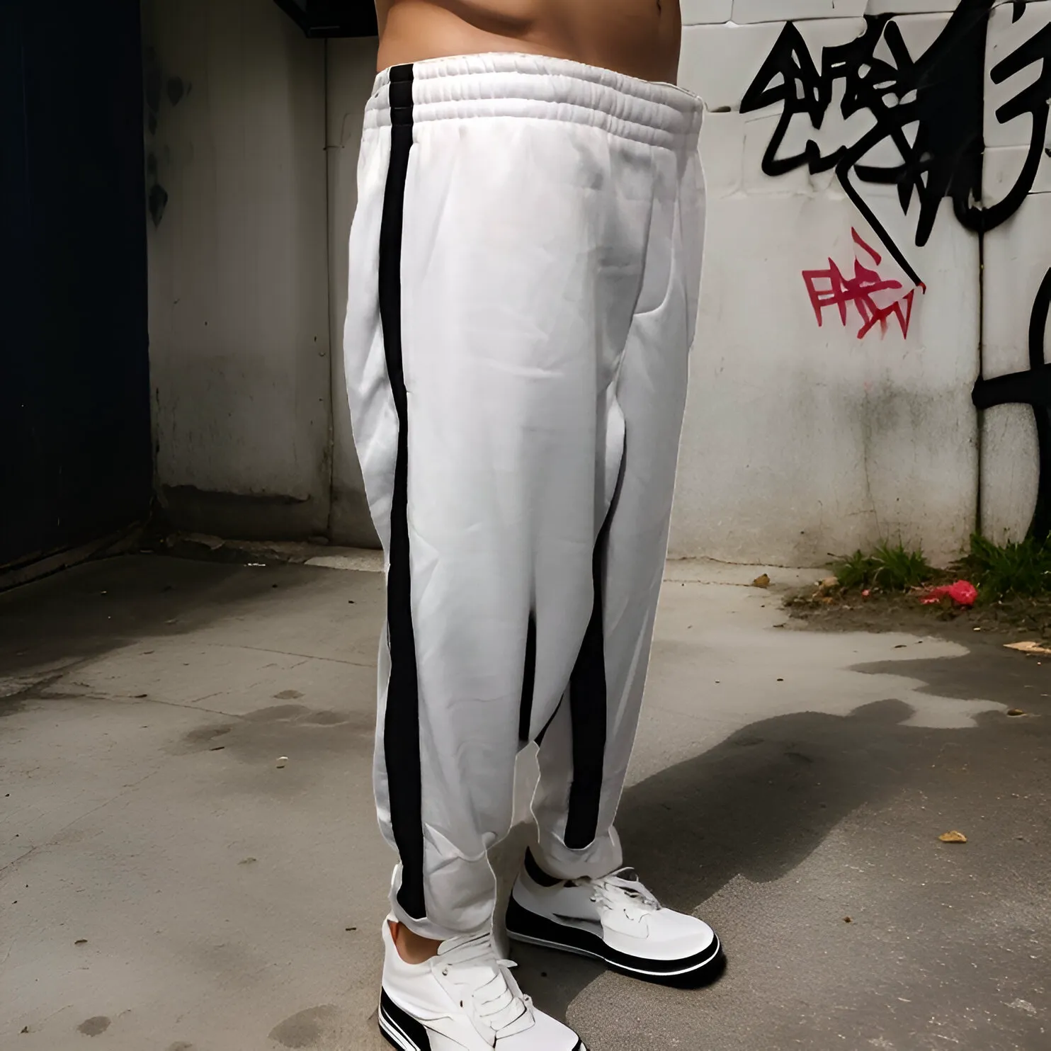 ^SEAN JOHN^ (WHITE) POLYESTER JOGGER SWEATPANTS (XB SIZED)