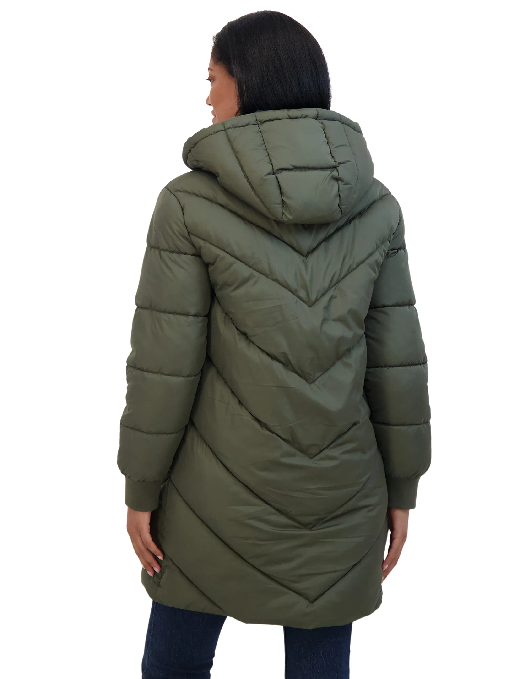 Sebby Junior's 3/4 Chevron Puffer Jacket with Hood