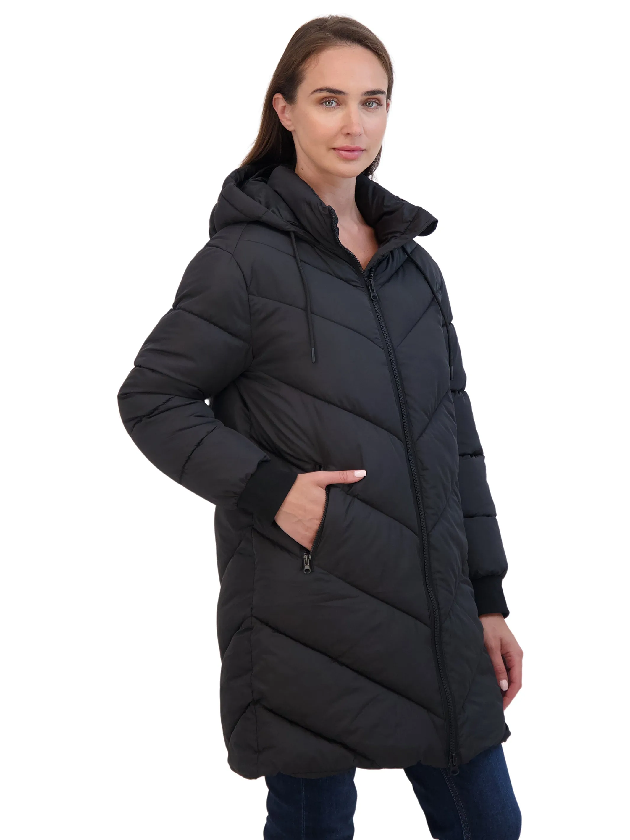 Sebby Junior's 3/4 Chevron Puffer Jacket with Hood