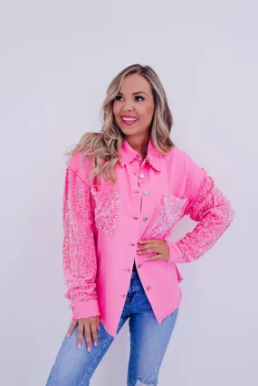 Selene Shimmering Shacket - Bubblegum