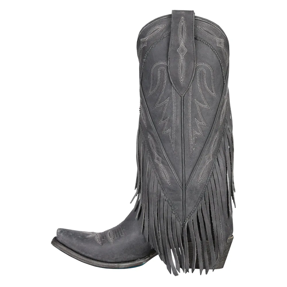 Senita Falls Fringe Embroidered Snip Toe Cowboy Boots