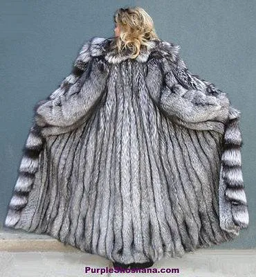 Sensational Solid Silver Fox Canadian Fur Coat 94" Sweep M/L