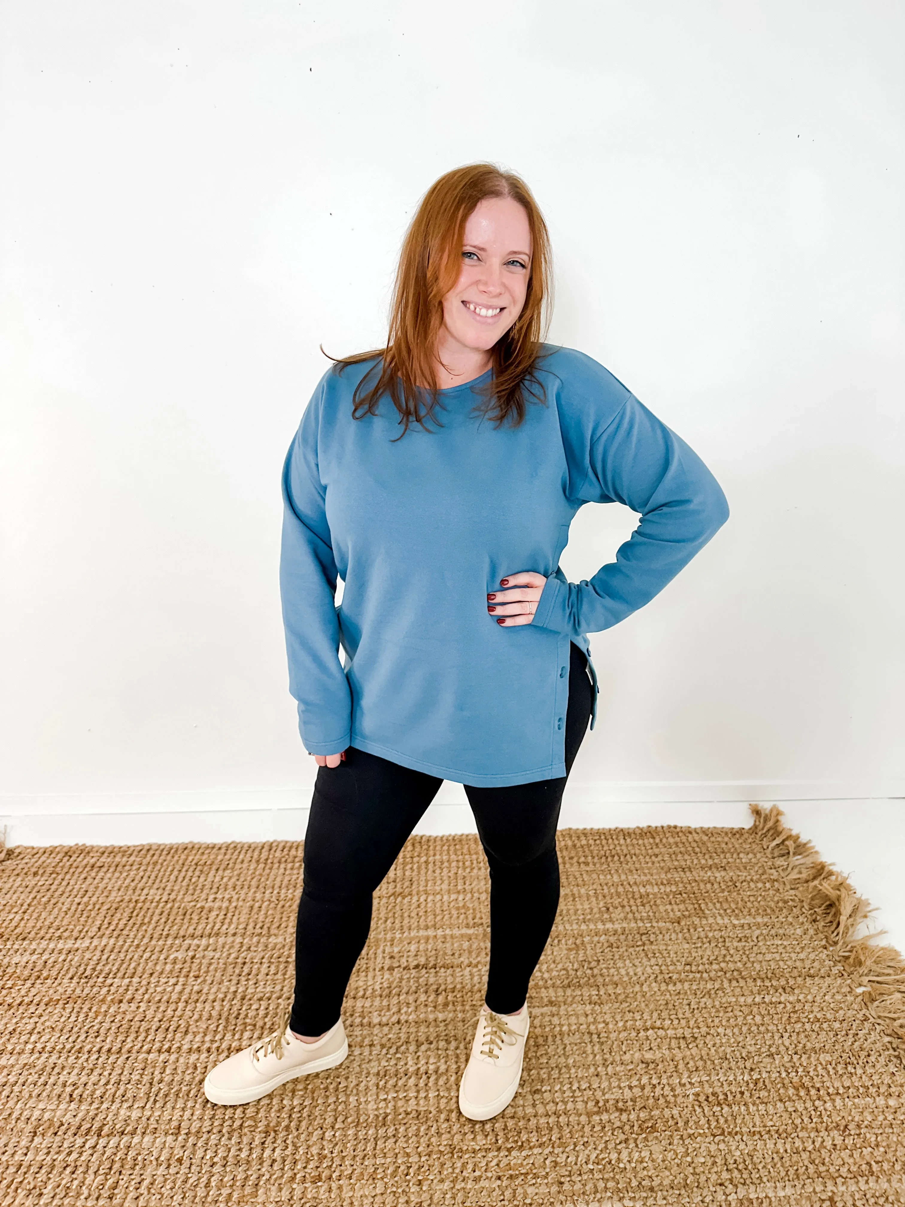 Side Button Terry Tunic