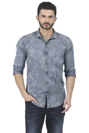 Slim Fit Jacquard Indigo Shirt