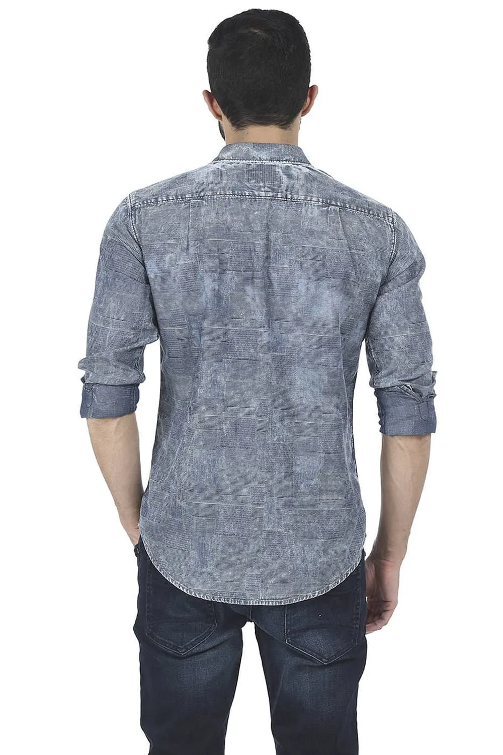 Slim Fit Jacquard Indigo Shirt