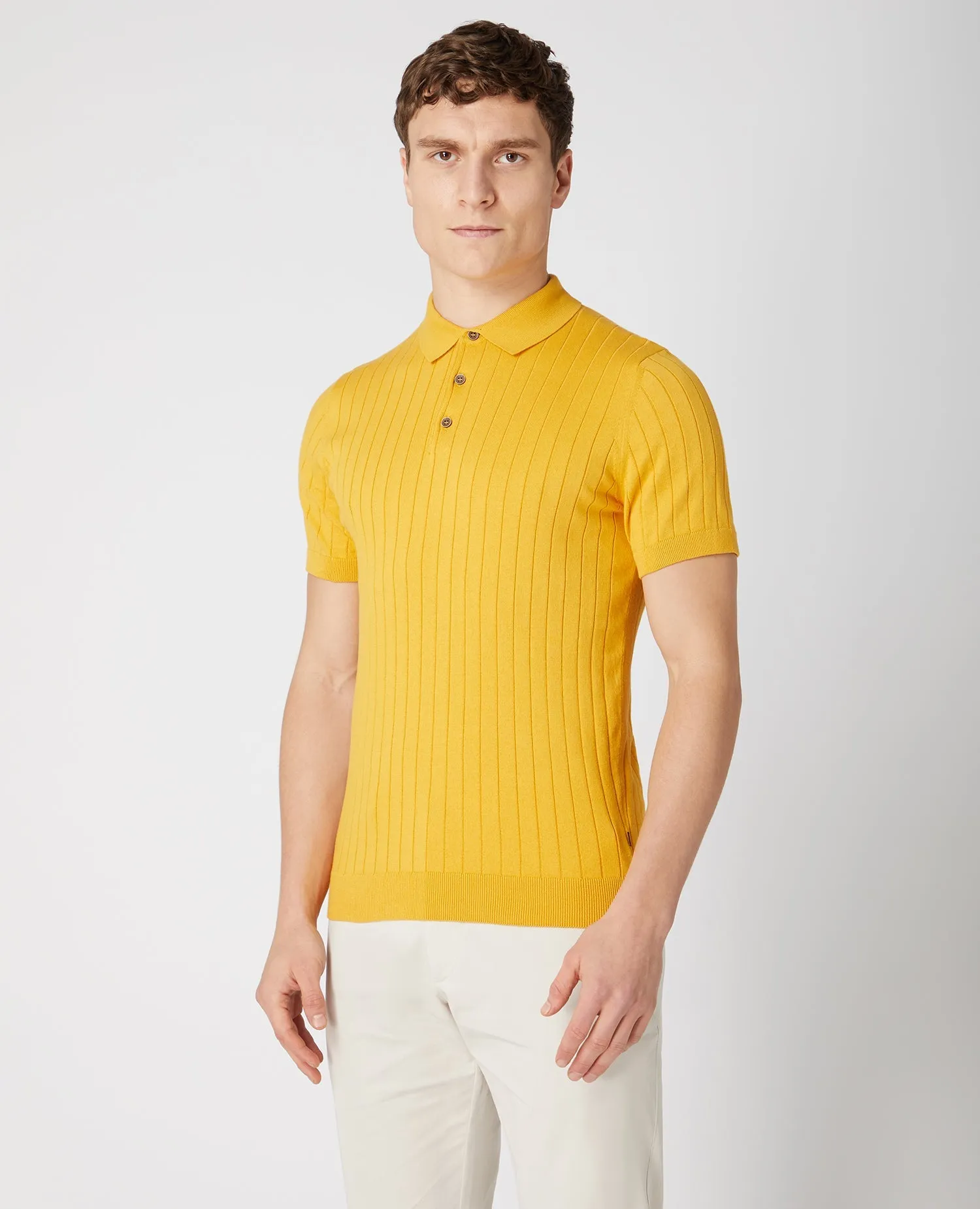 Slim Fit Knitted Cotton Short-Sleeve Polo Shirt