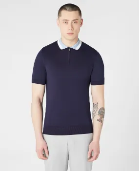 Slim Fit Knitted Cotton Short-Sleeve Polo Shirt