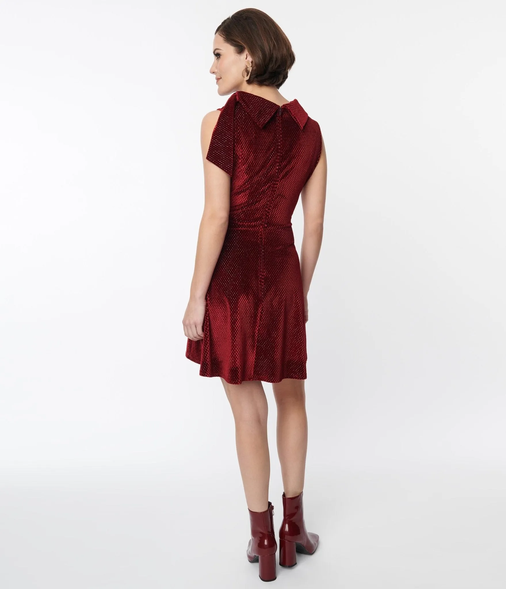 Smak Parlour Ruby Red Mock Neck Fit & Flare Dress