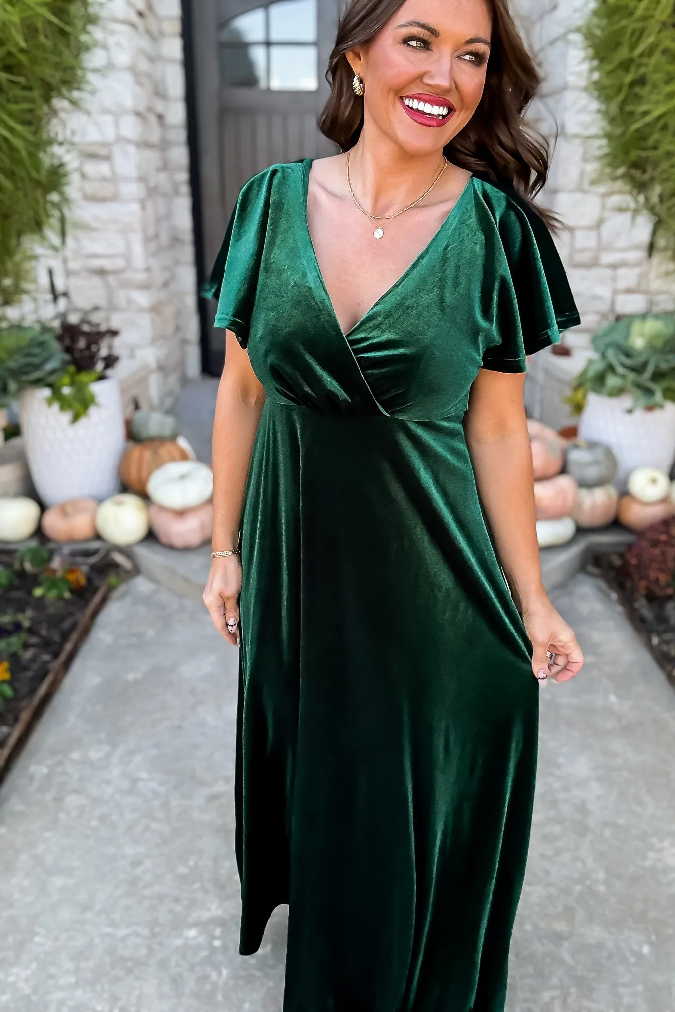 So Mysterious Emerald Velvet Dress