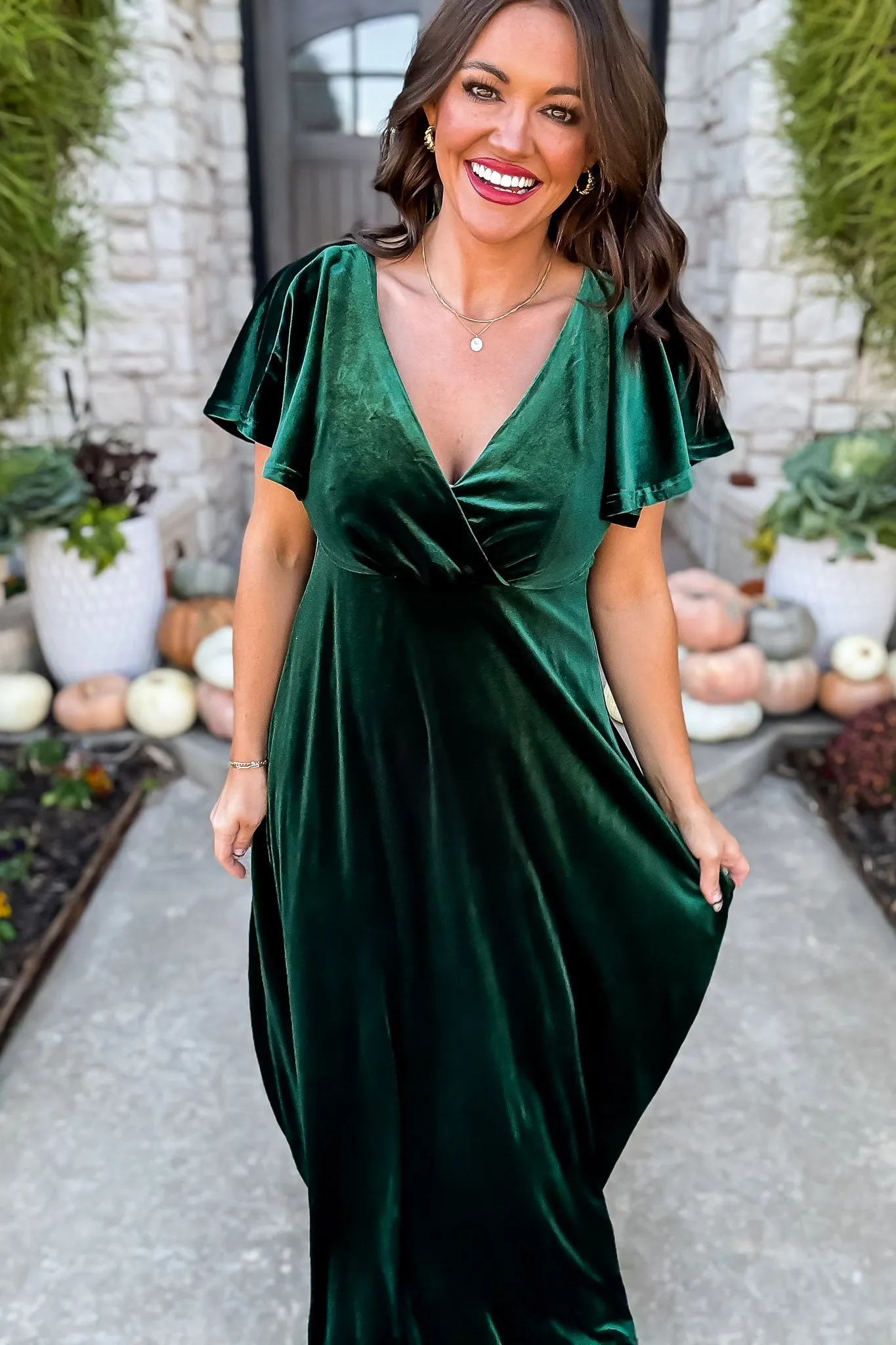 So Mysterious Emerald Velvet Dress