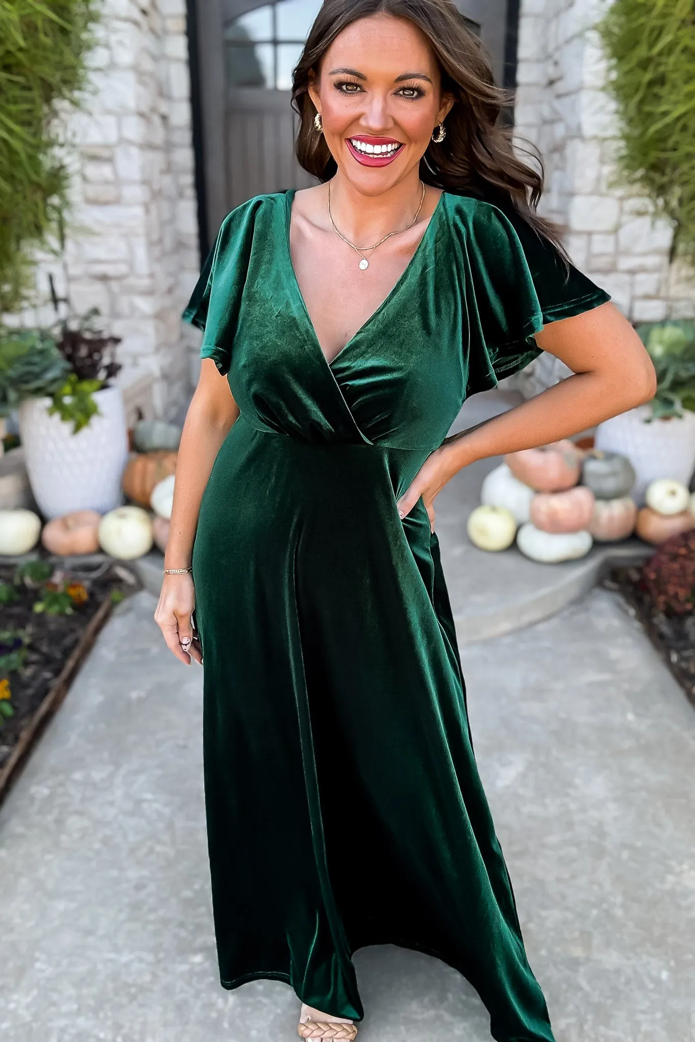 So Mysterious Emerald Velvet Dress