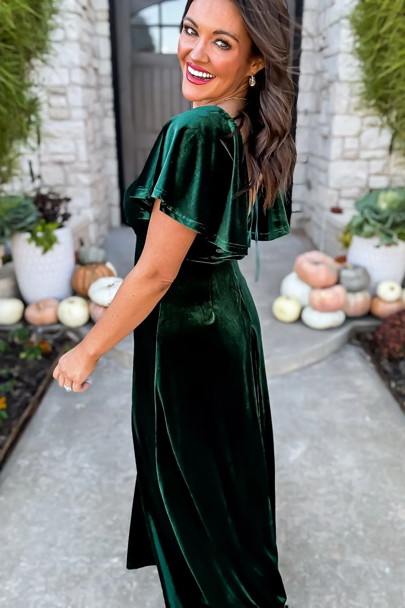 So Mysterious Emerald Velvet Dress