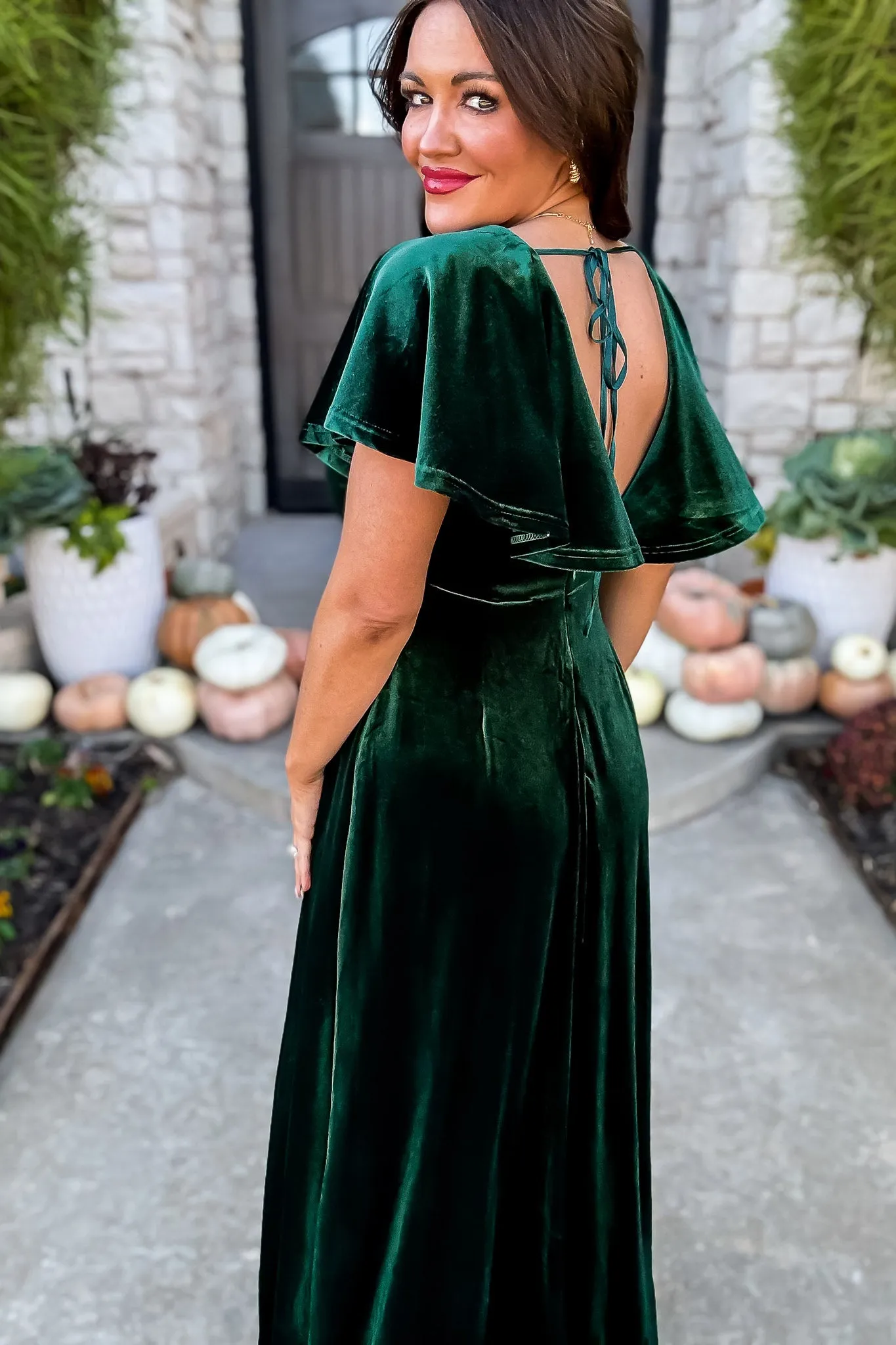 So Mysterious Emerald Velvet Dress