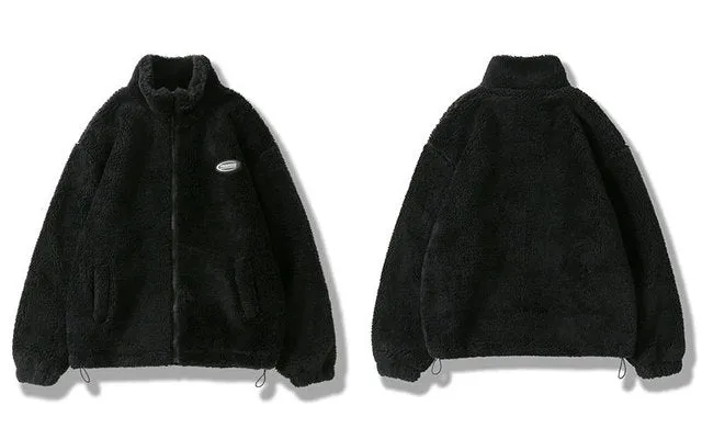 Solid Fluffy Pockets Jacket