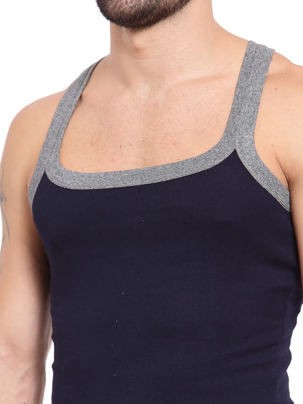 Sporto Men's Cotton Gym Vest - Navy