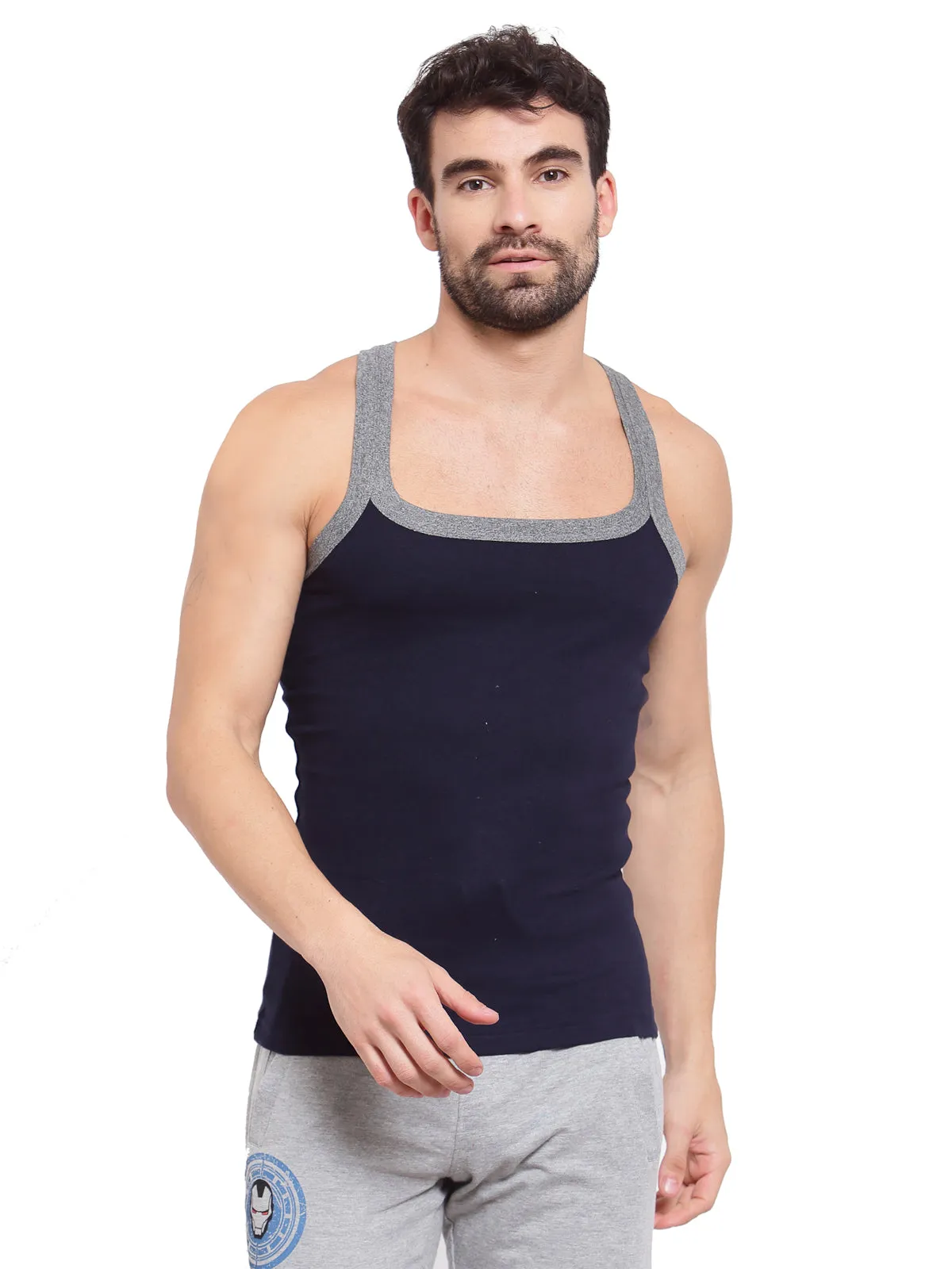 Sporto Men's Cotton Gym Vest - Navy