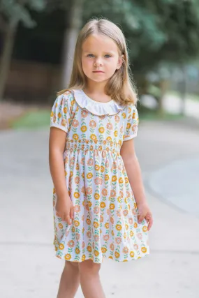 St Remy Pima cotton Knit  hand smocked girls Dress