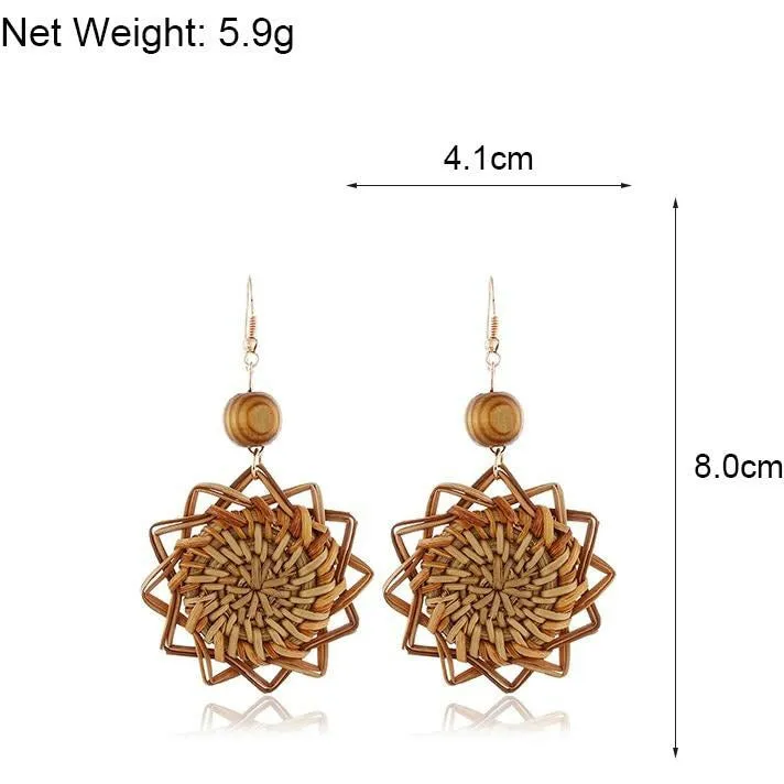 Starry Geometric Rattan Earrings