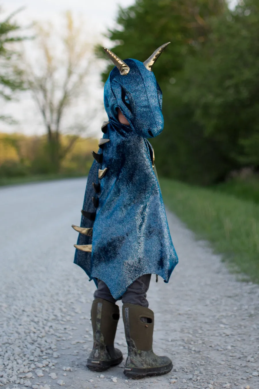 Starry Night Dragon Cape Teal/Gold