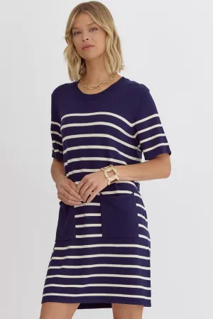 Stripe Front Pocket Mini Dress