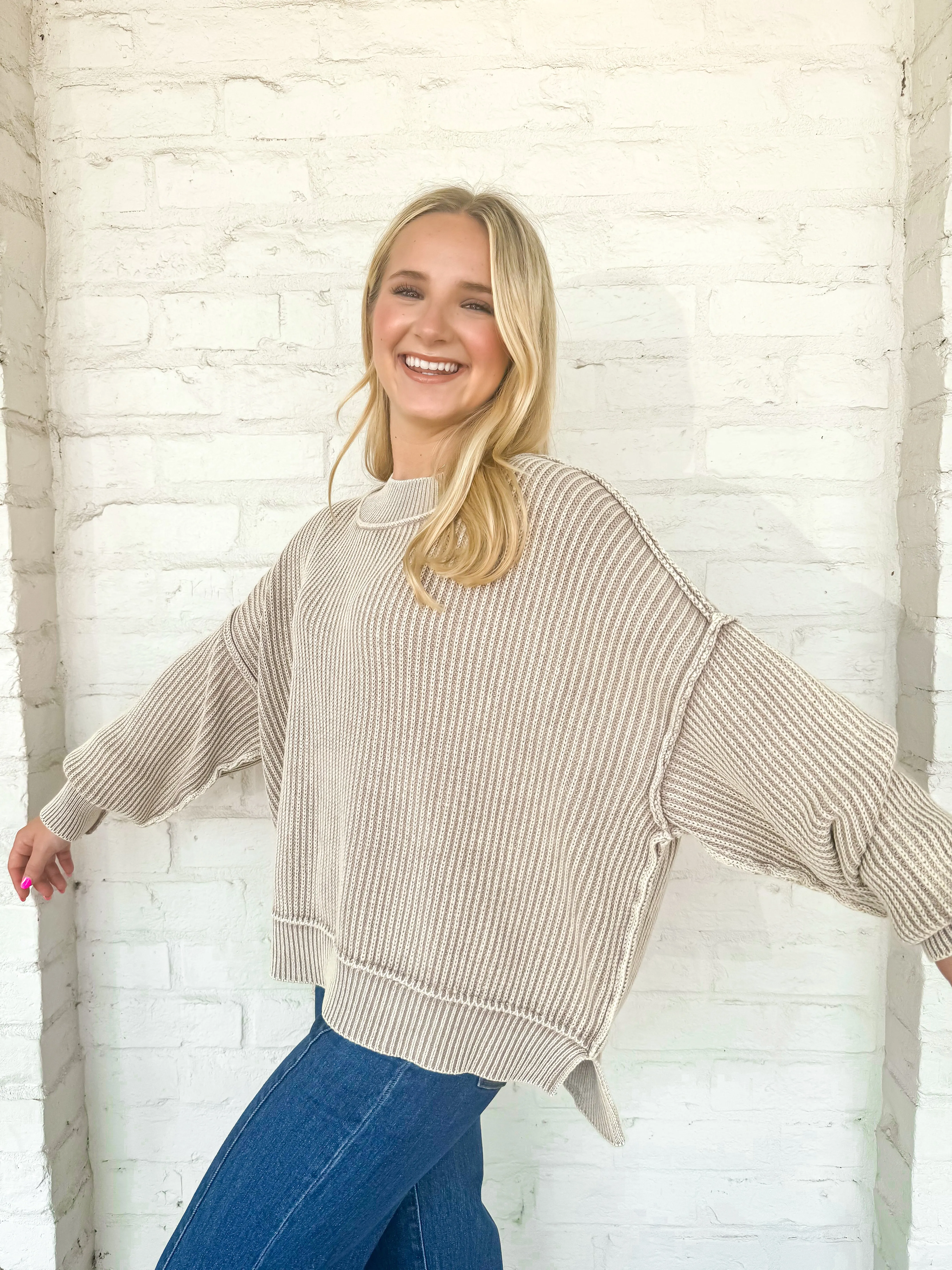 Strut My Way Sweater Light Mocha