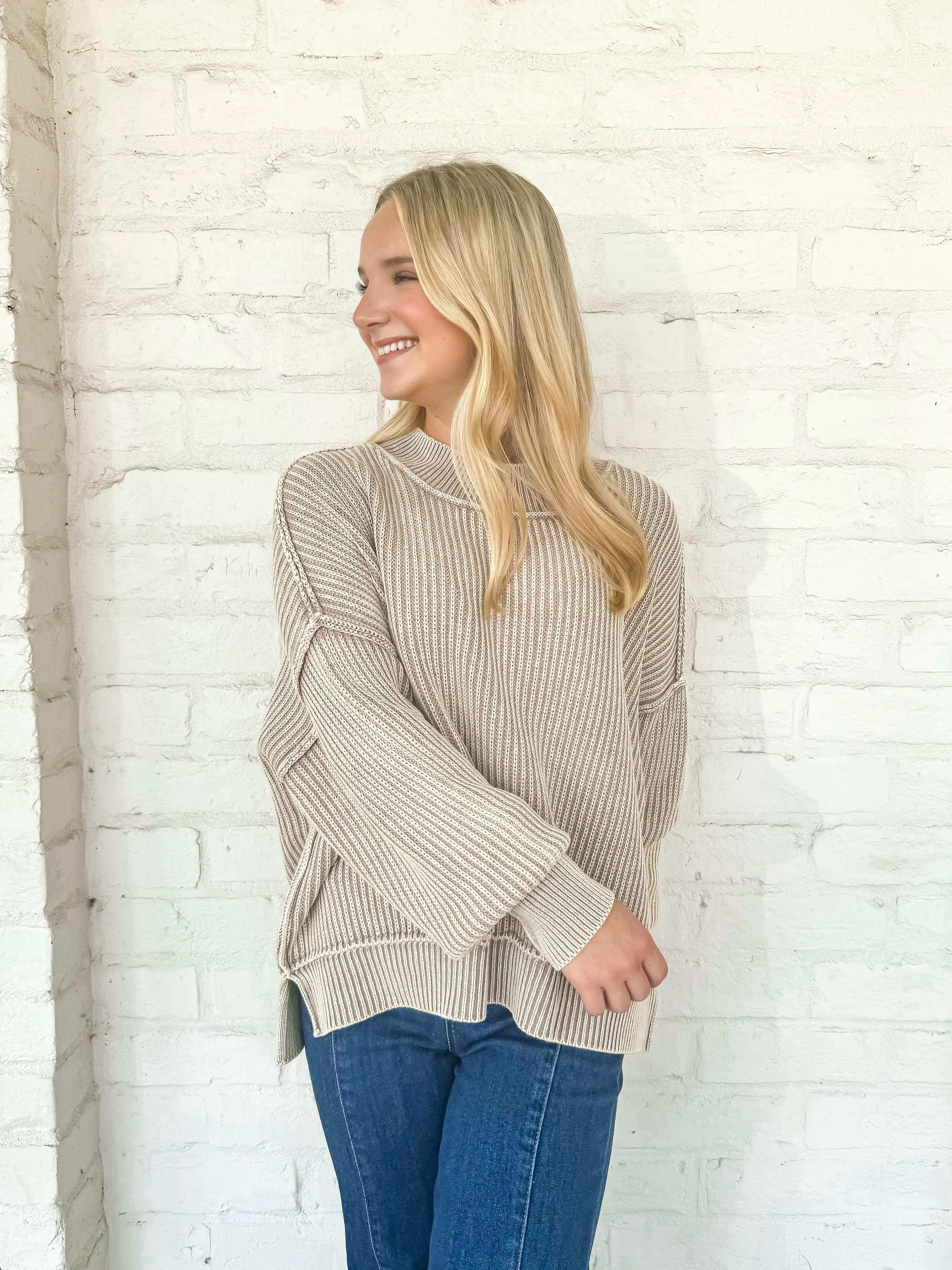 Strut My Way Sweater Light Mocha