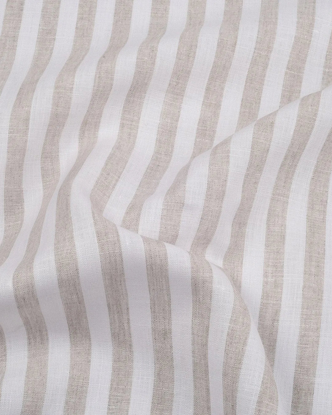 Summer Shirt in Sand White Awning Stripes Linen PRESET STYLE