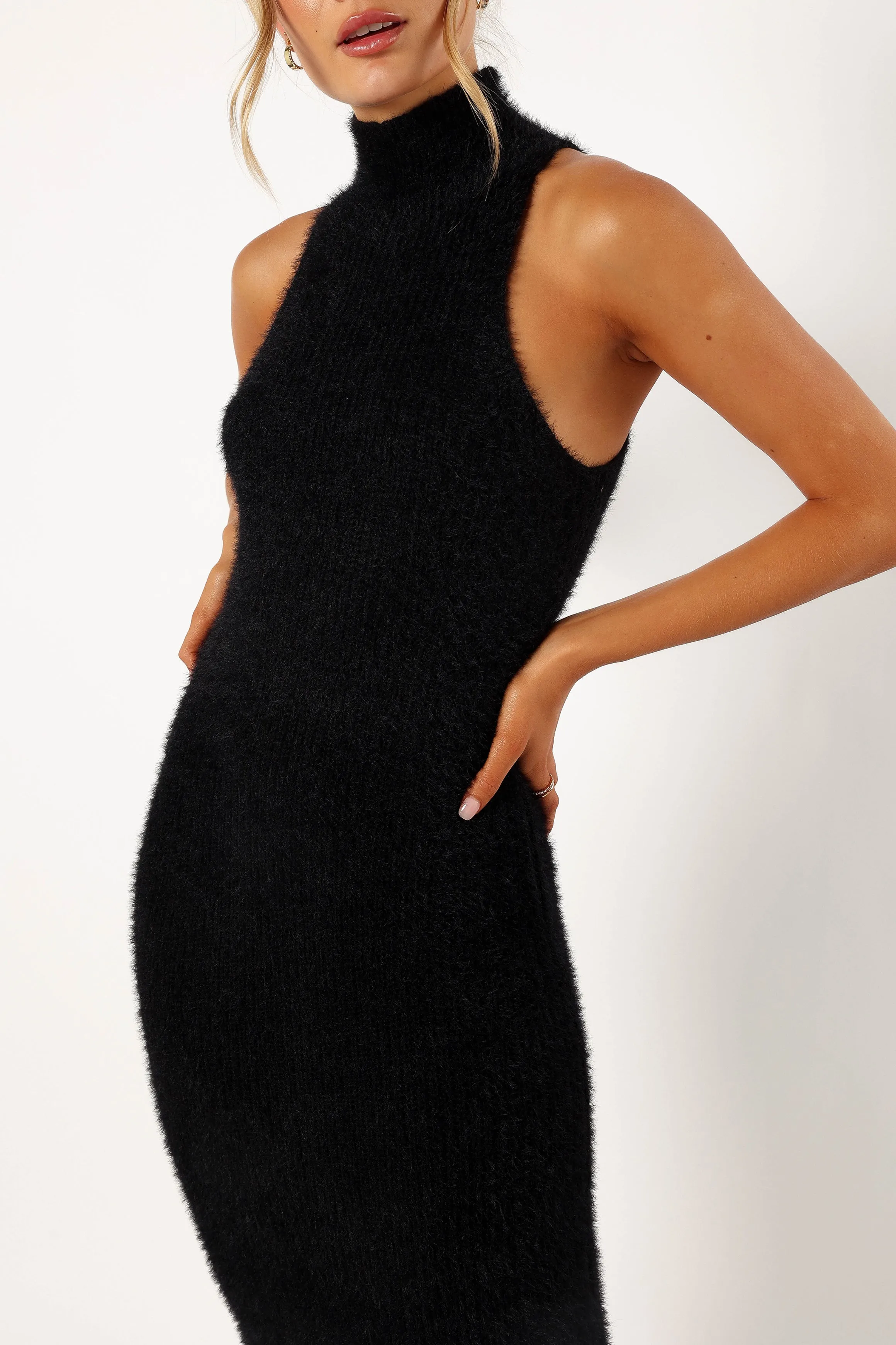 Sunni Turtleneck Midi Dress - Black