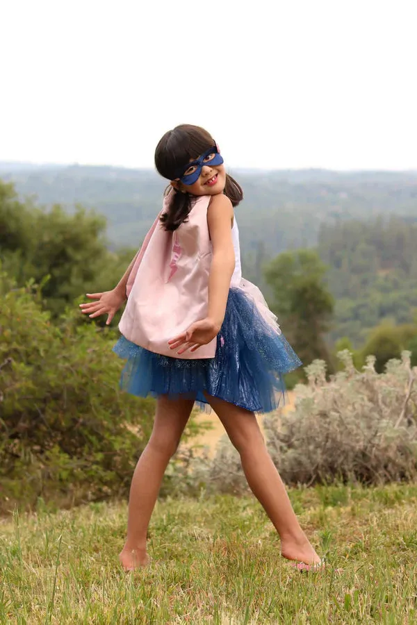 Super-Duper Tutu Cape & Mask in Pink & Navy