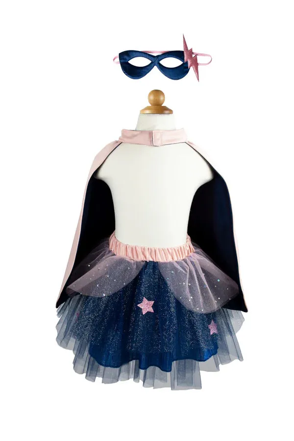 Super-Duper Tutu Cape & Mask in Pink & Navy