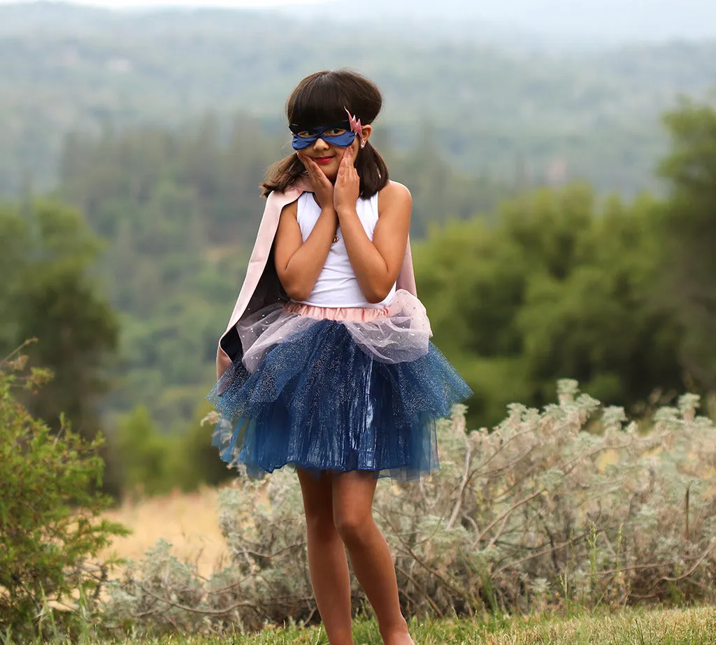 Super-Duper Tutu Cape & Mask in Pink & Navy