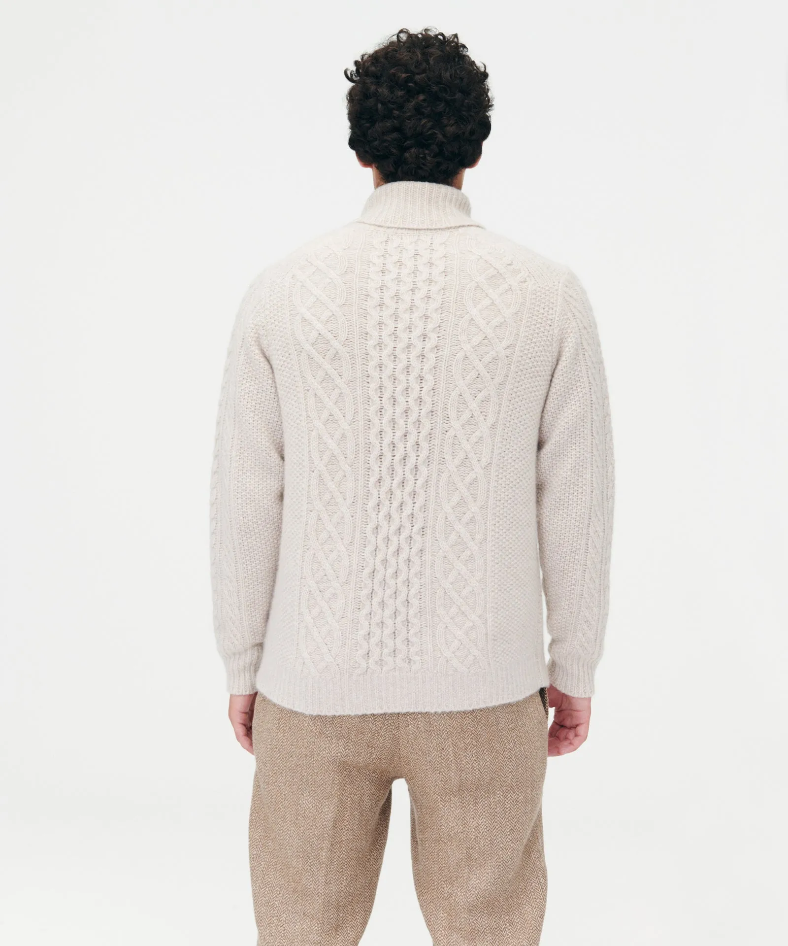 Super Luxe Cashmere Fisherman Cable Turtleneck