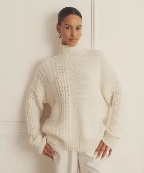 Super Luxe Cashmere Mixed Stitch Turtleneck