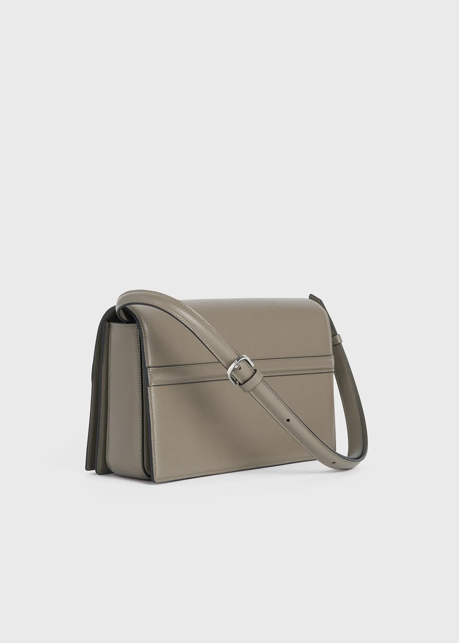 T-Flap leather bag taupe