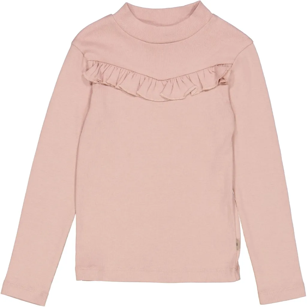 T-Shirt Rib Ruffle - rose powder