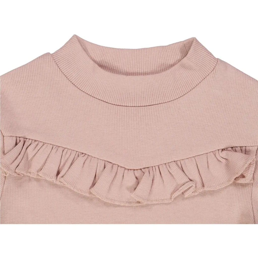 T-Shirt Rib Ruffle - rose powder