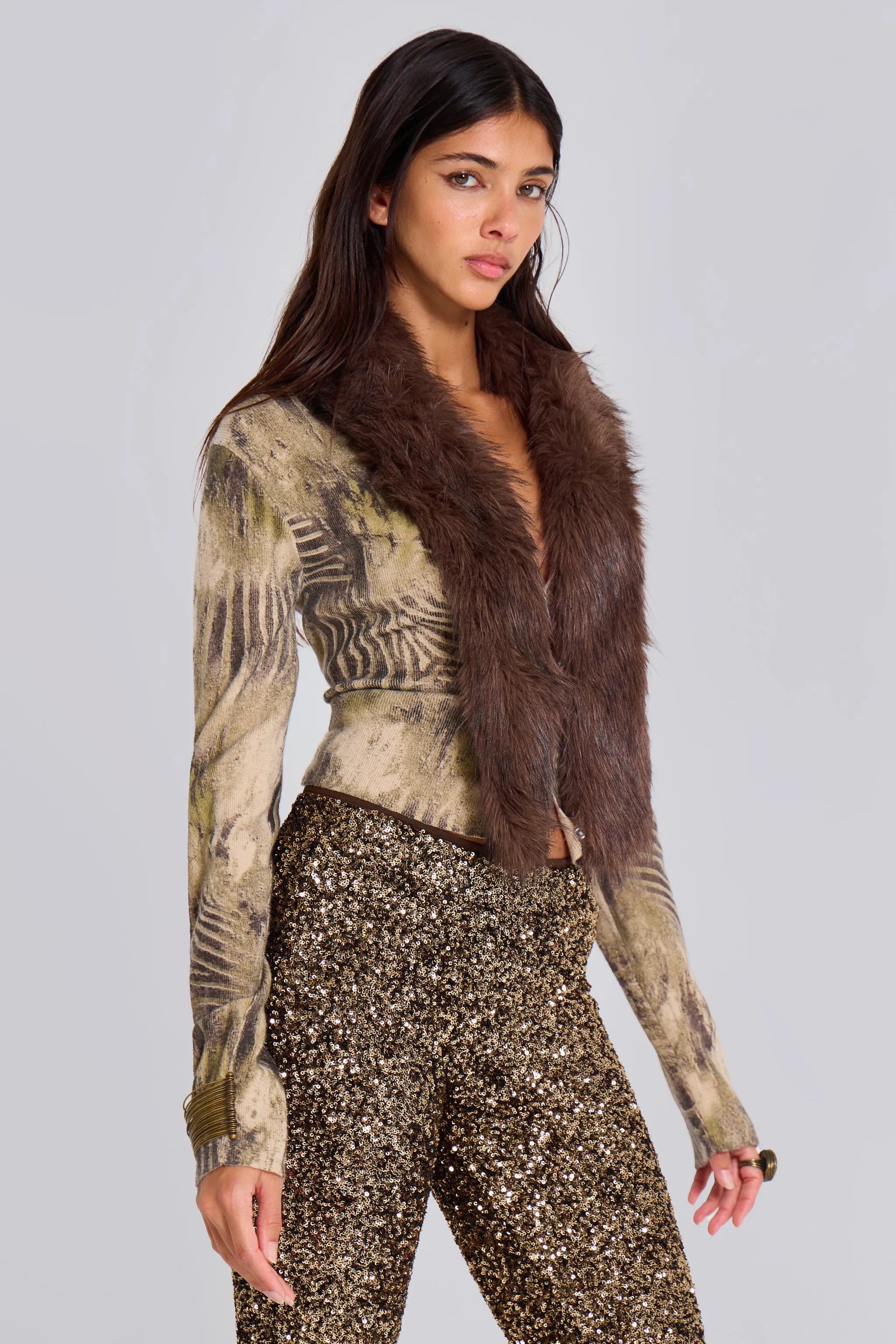 Tana Fur Trim Cardigan